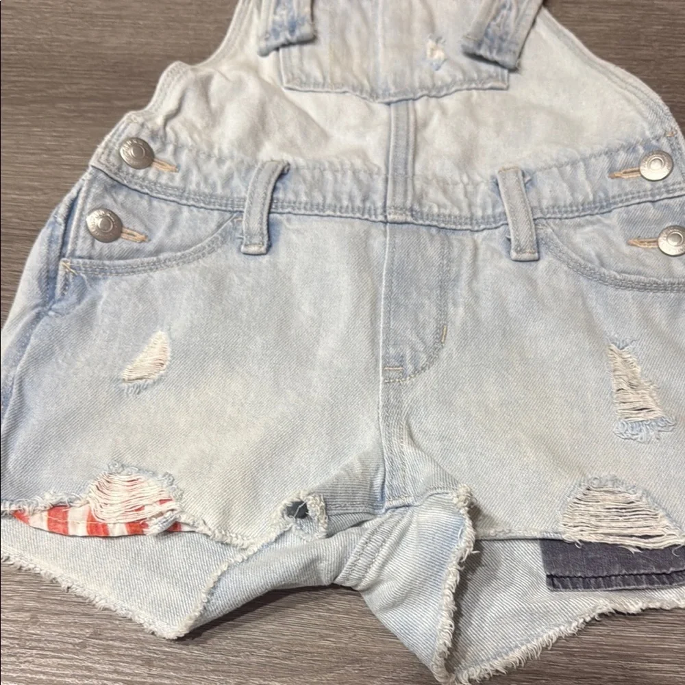 Old Navy Blue Denim Overalls Distressed Casual